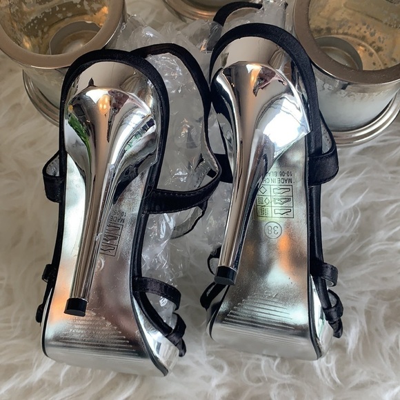 SUPER Me Black/Silver Jeweled Strappy Anklet Heels Platform Sandal SizeEU38 - Picture 6 of 13